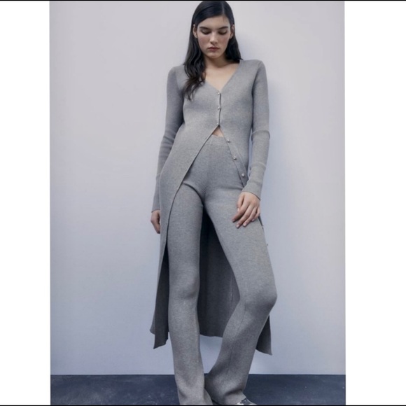 ZARA Long Knit Jacket/Dress with Buttons, Gray, side M, NEW with tag, $55 - Picture 2 of 4